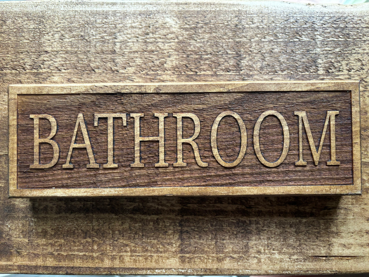 Wooden Bathroom Door Sign