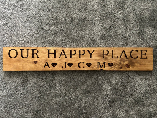 Personalised  Family 'Our Happy Place' Sign