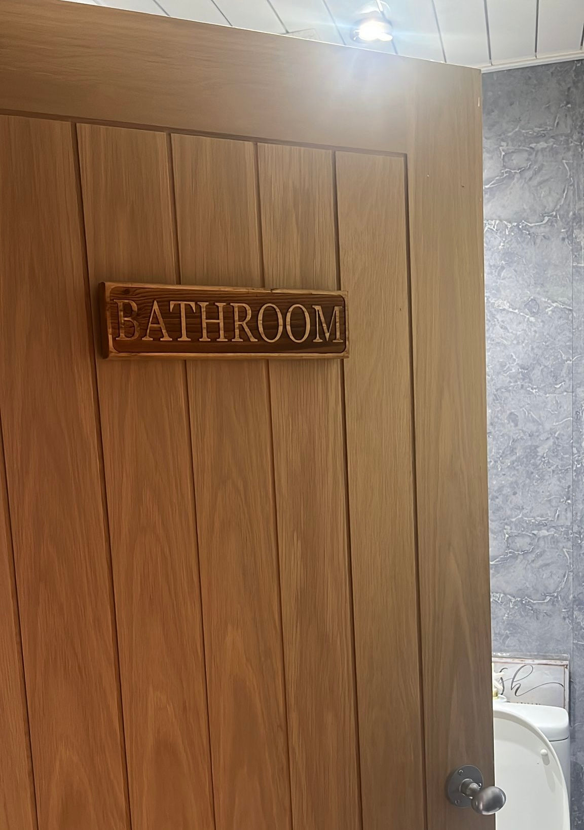 Wooden Bathroom Door Sign