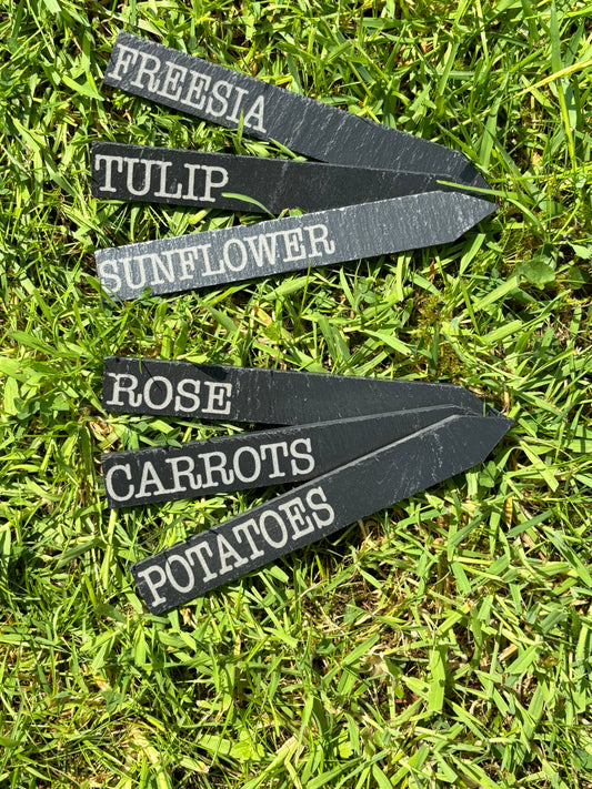 Engraved Slate Garden Label Stakes x6