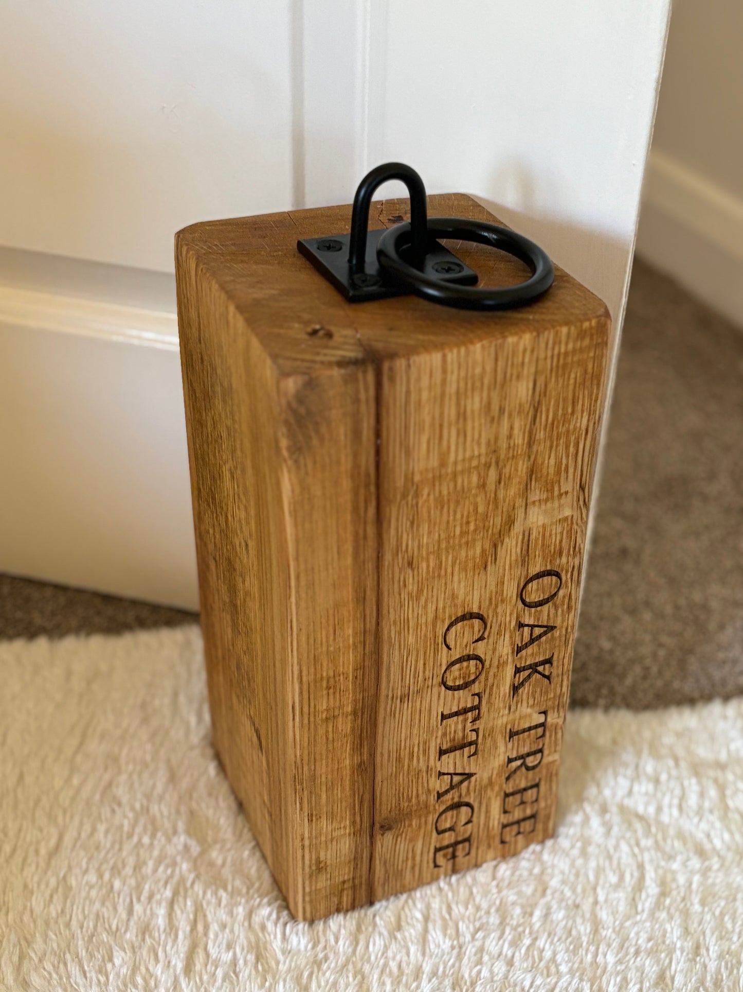 Engraved Oak Doorstop