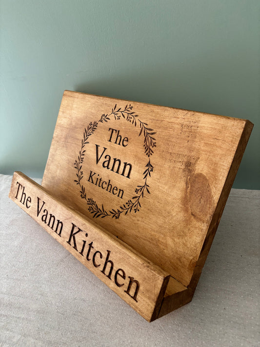 Engraved Wooden Cook Book Stand