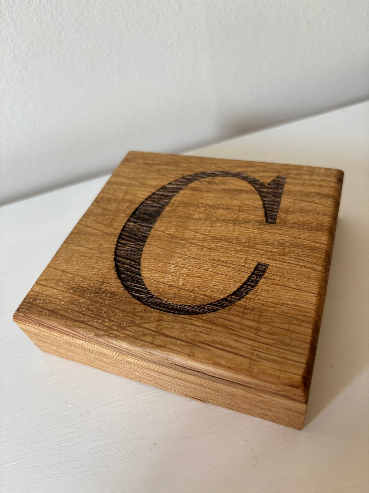 Oak Initial Coaster