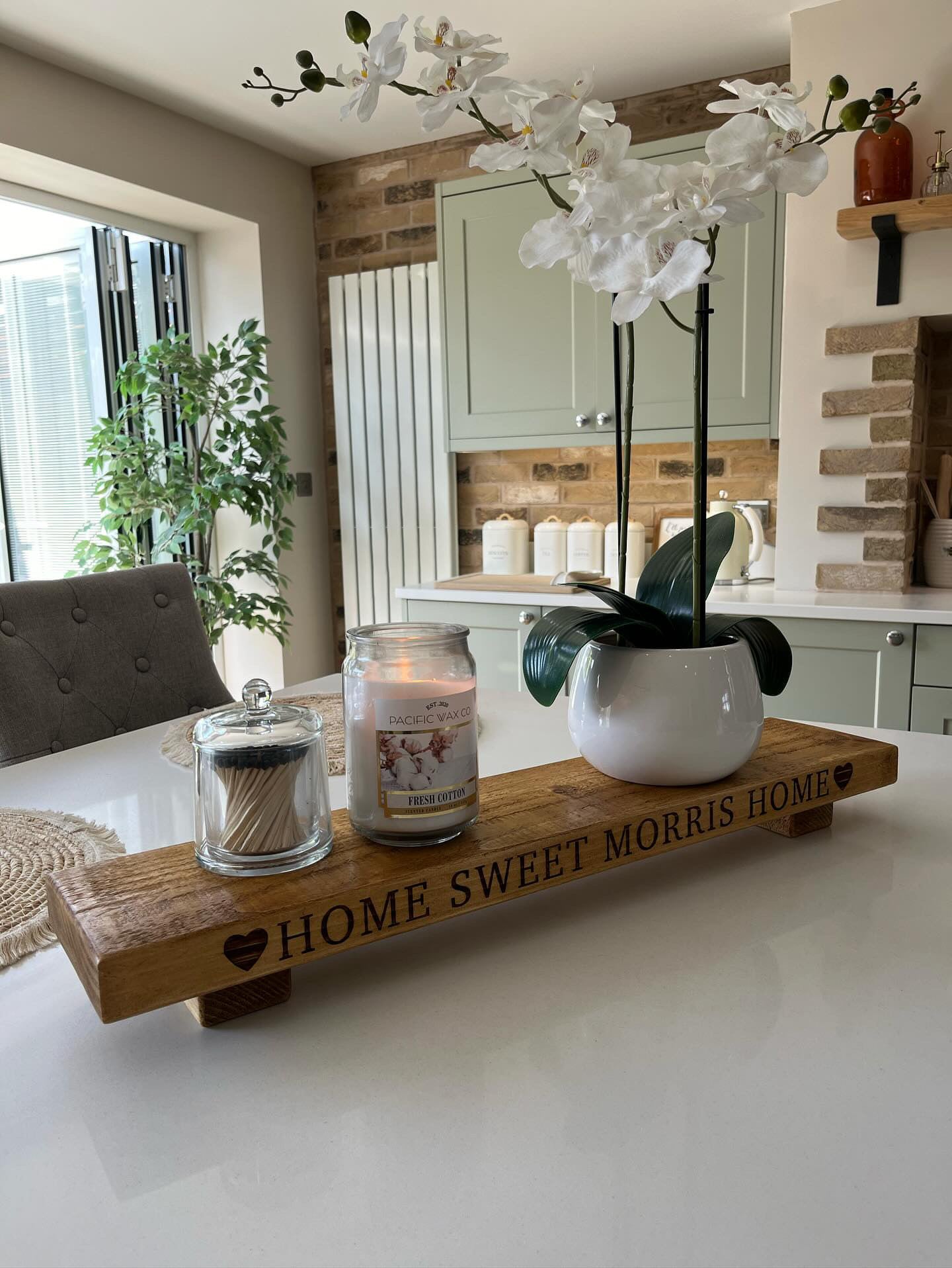 Engraved Wooden Table Centrepiece