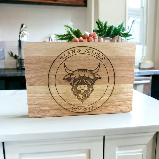 Highland Cow Personalised Chopping Board