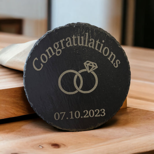 Congratulations Slate Wedding Coaster