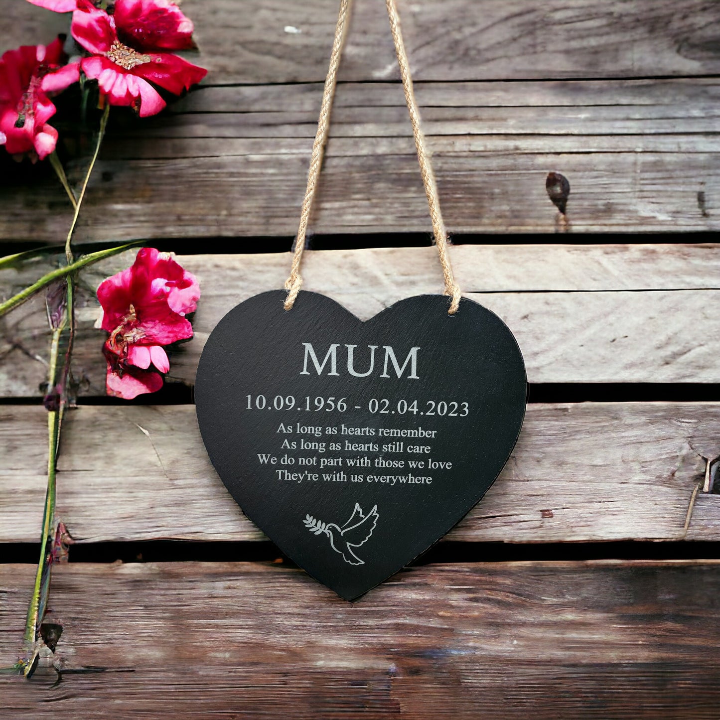 Hanging Slate Heart Plaque