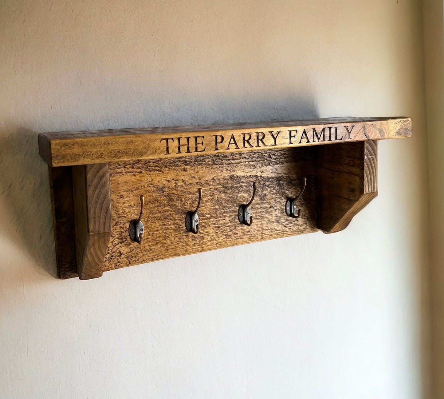 Personalised Wooden Family Coat Hooks